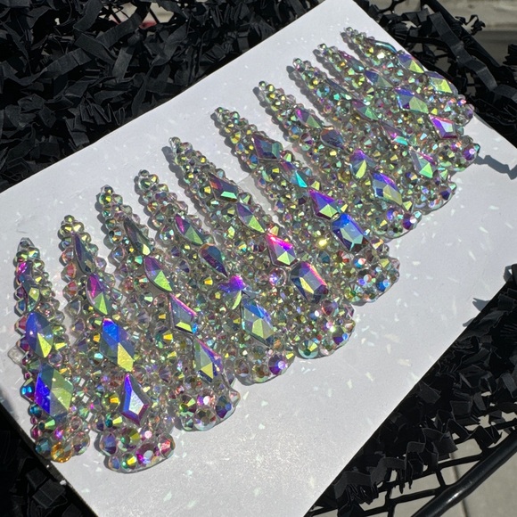 All Bling Long Stiletto Press On Nails - Picture 3 of 4